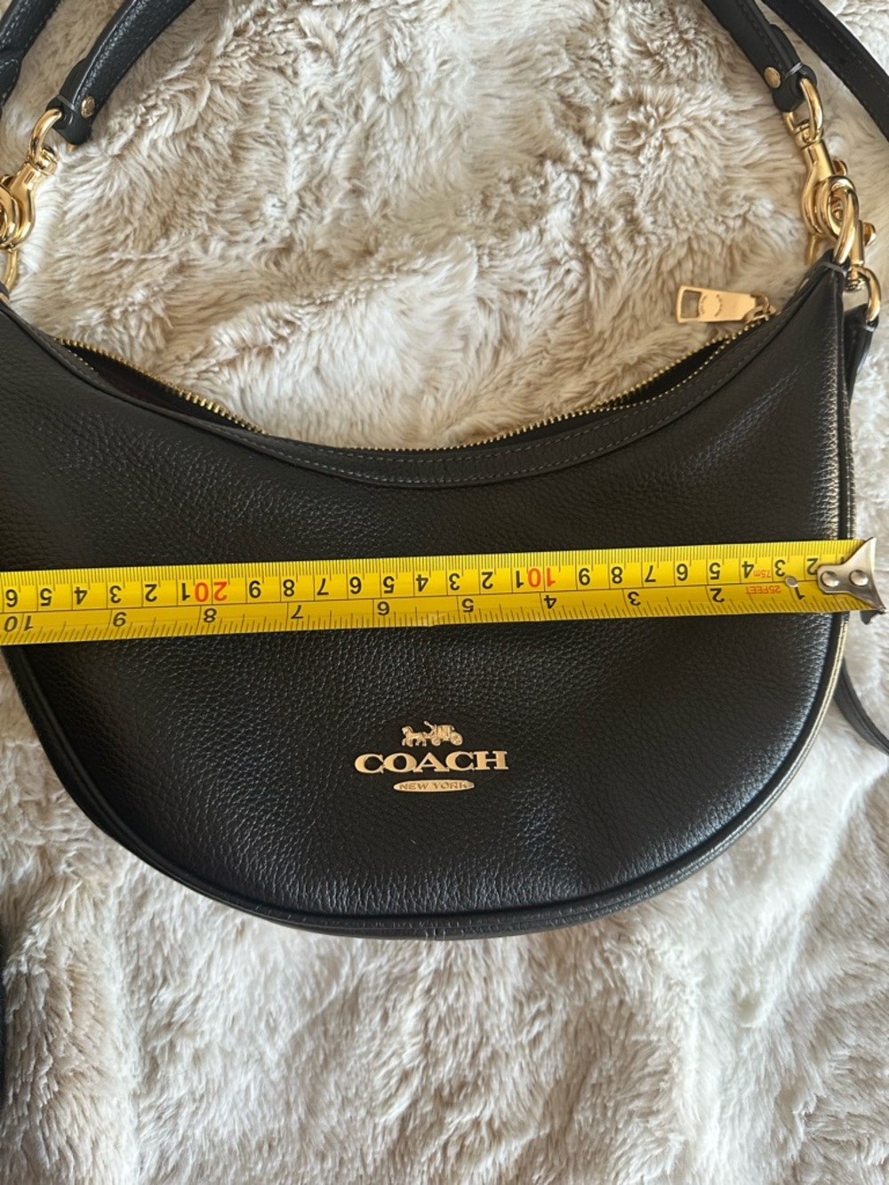 Coach Black Pebbled Leather Crescent Crossbody with Gold Hardware - Picture 5 of 5